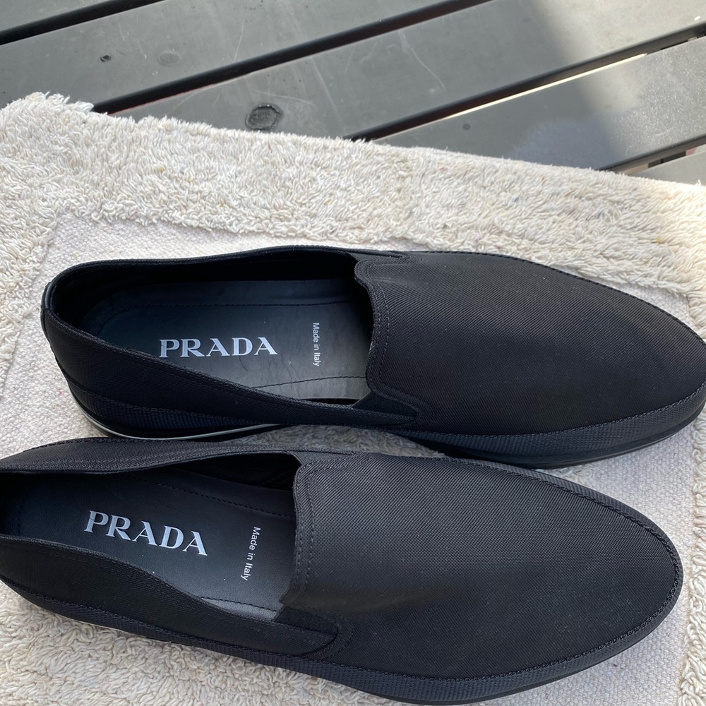Men Prada shoes, black, size 11, like news, only used couple of times.